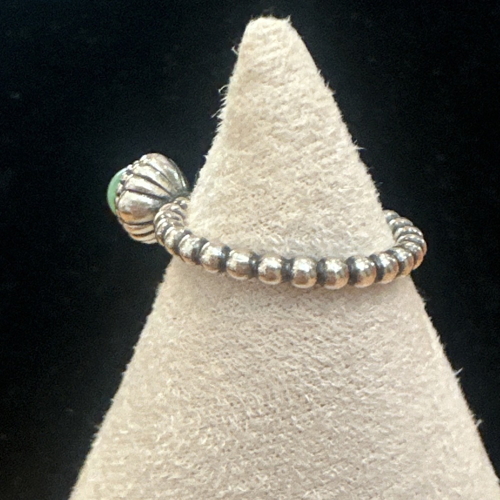 RETIRED Pandora Sterling Silver & Chrysoprase May Birthday Blooms Ring Size 6.5 - Picture 7 of 9